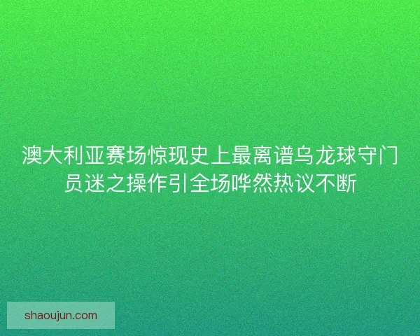 澳大利亚赛场惊现史上最离谱乌龙球守门员迷之操作引全场哗然热议不断