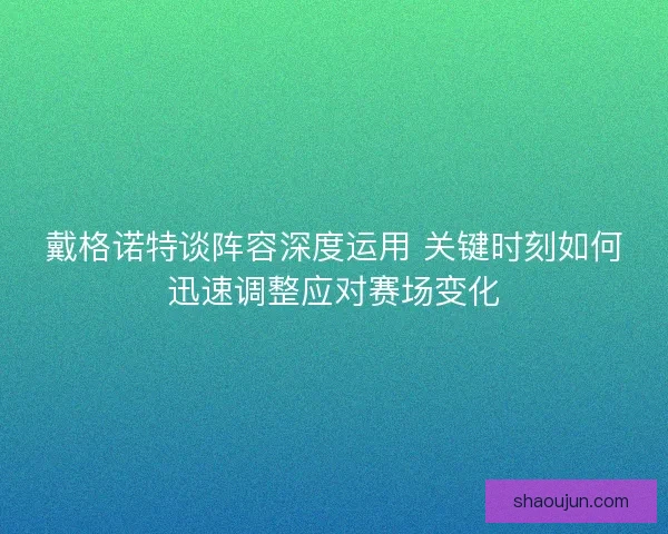 戴格诺特谈阵容深度运用 关键时刻如何迅速调整应对赛场变化